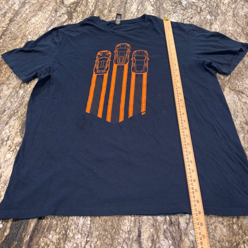 Graphic Sports Car Racing Stripe T-Shirt Mens 2XL Navy Blue District - Picture 3 of 7